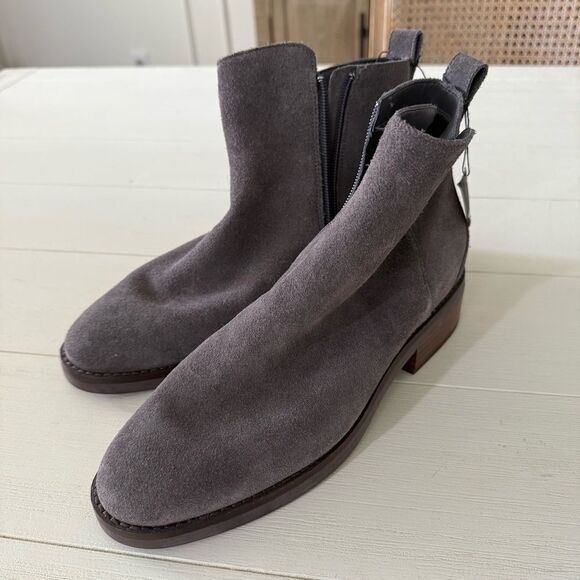 Cole Haan River Waterproof Suede Booties in Gray with Wood Heel 8.5 NWOB - Picture 2 of 11